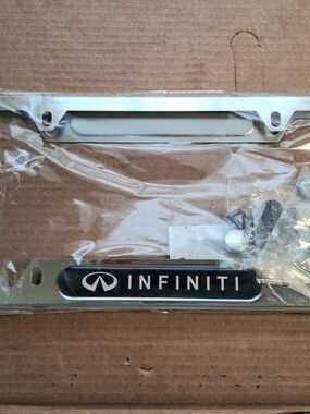 INFINITI Black Stainless Steel License Plate Frame - 2Pc Set With Hardware Inclu